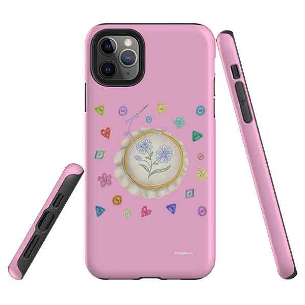 iPhone Tough Case - Flower Buttons Needlework By Catherine Rowe