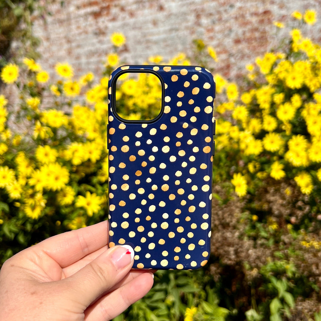 iPhone Tough Case - Navy Polka